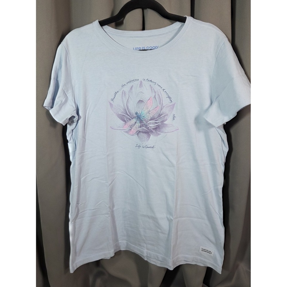 Life Is Good Women's Dragonfly Blue Crusher Shirt Large